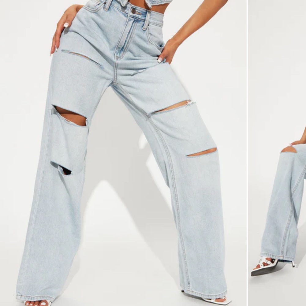 Fashion Nova Light Blue Distressed Women Jeans